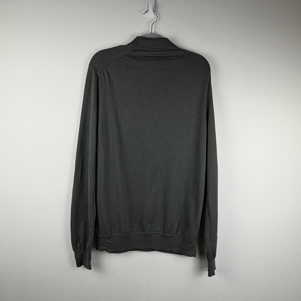 Fred Perry Longsleeve Knit Polo - Grey Green M