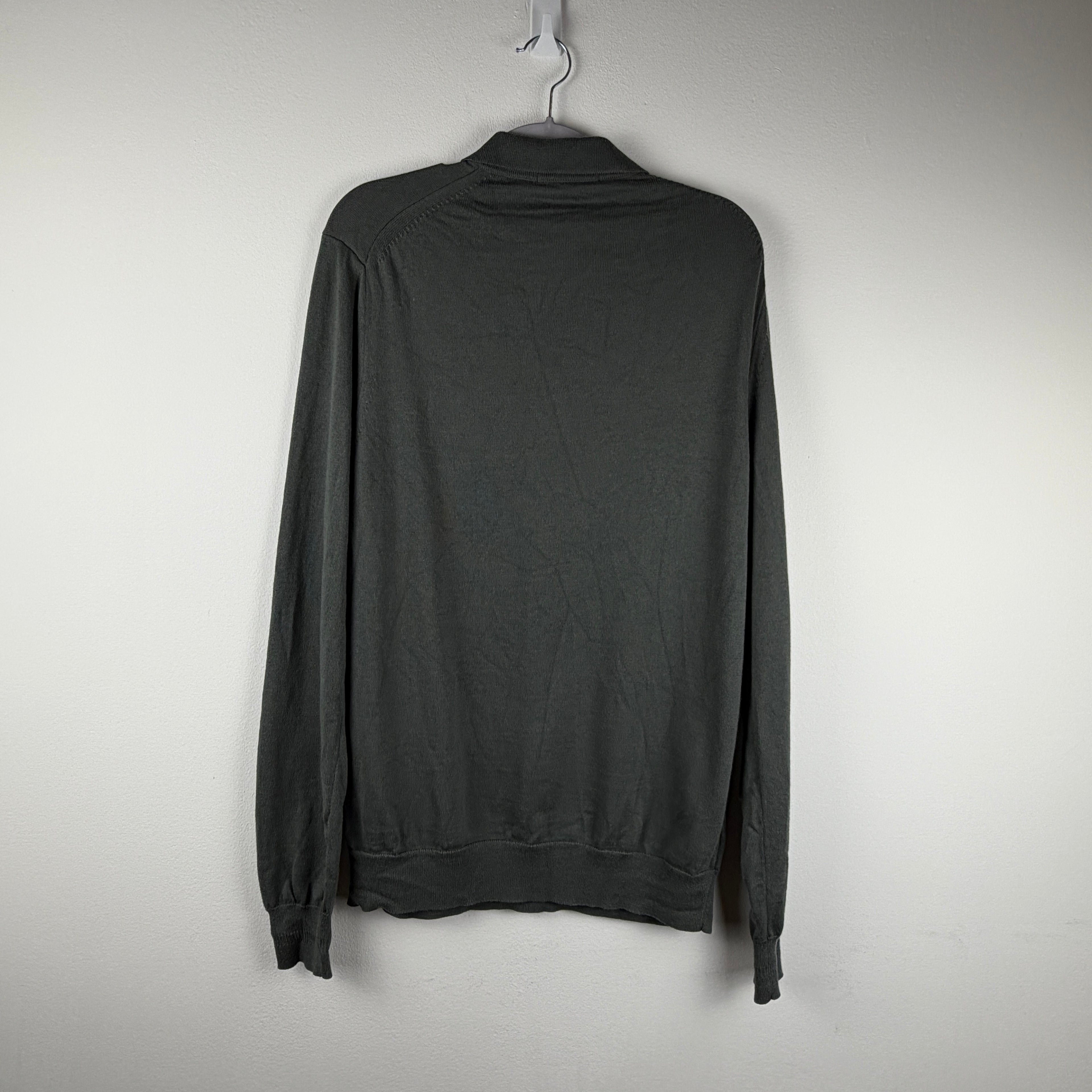 Fred Perry Longsleeve Knit Polo - Grey Green M