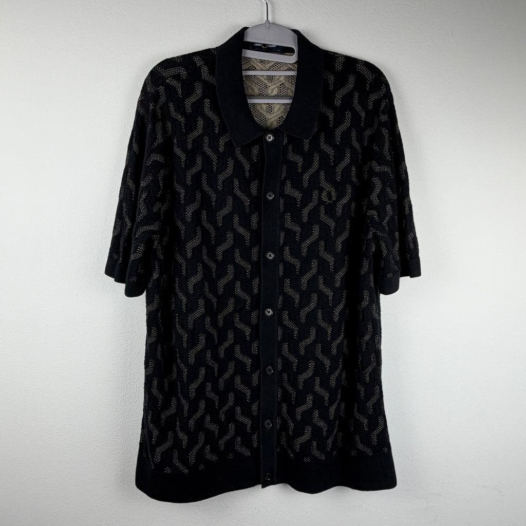 Fred Perry Pattern Knit Polo - Black XL