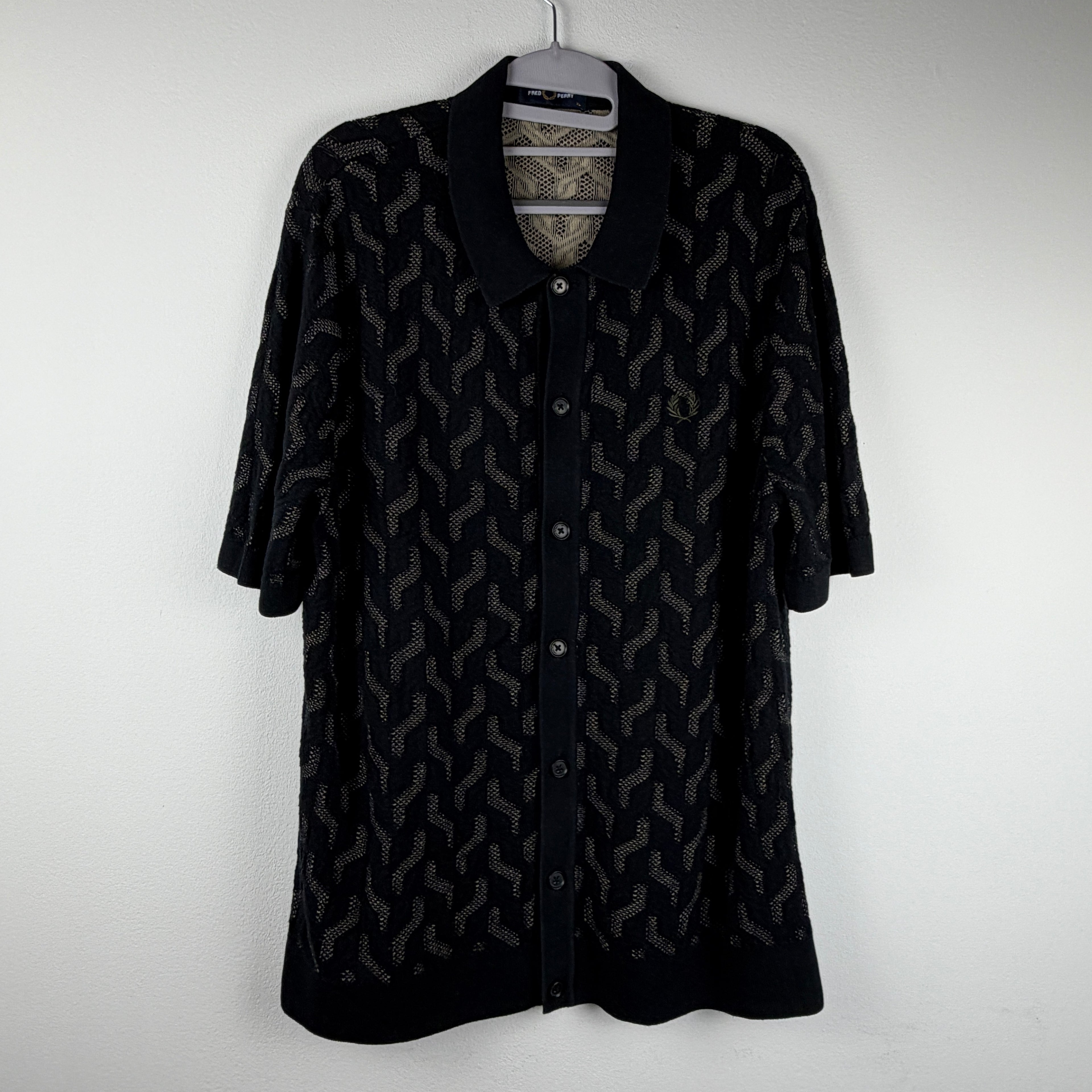 Fred Perry Pattern Knit Polo - Black XL