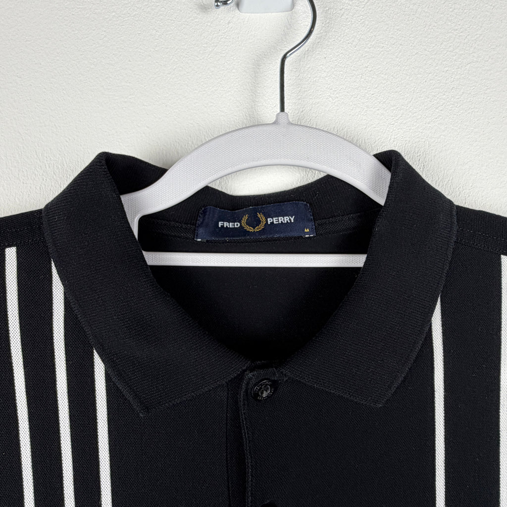 Fred Perry Striped Long Sleeve Polo - Black White