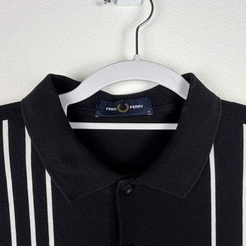 Fred Perry Striped Long Sleeve Polo - Black White