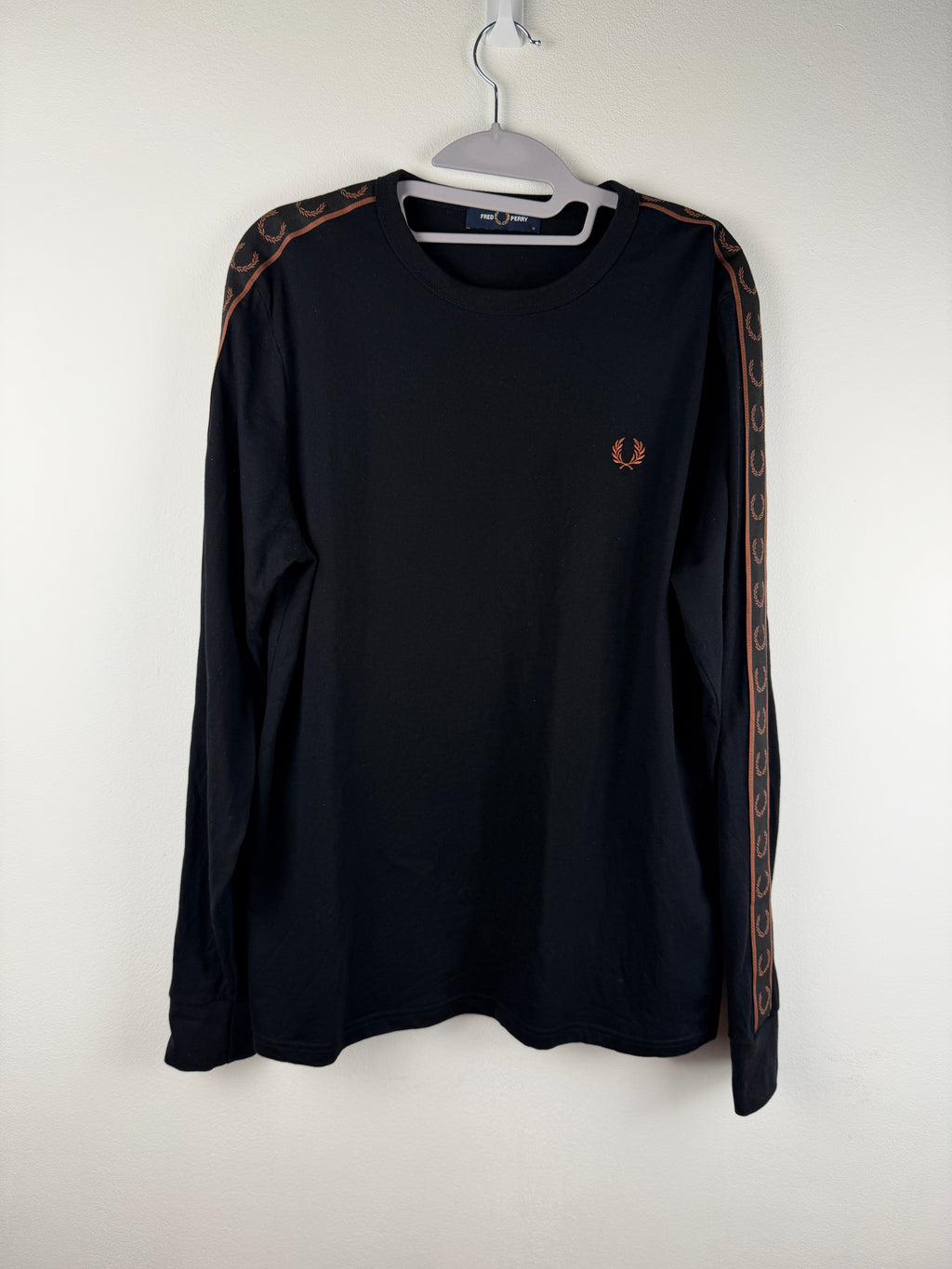 Fred Perry Longsleeve Logo Tape - Black M