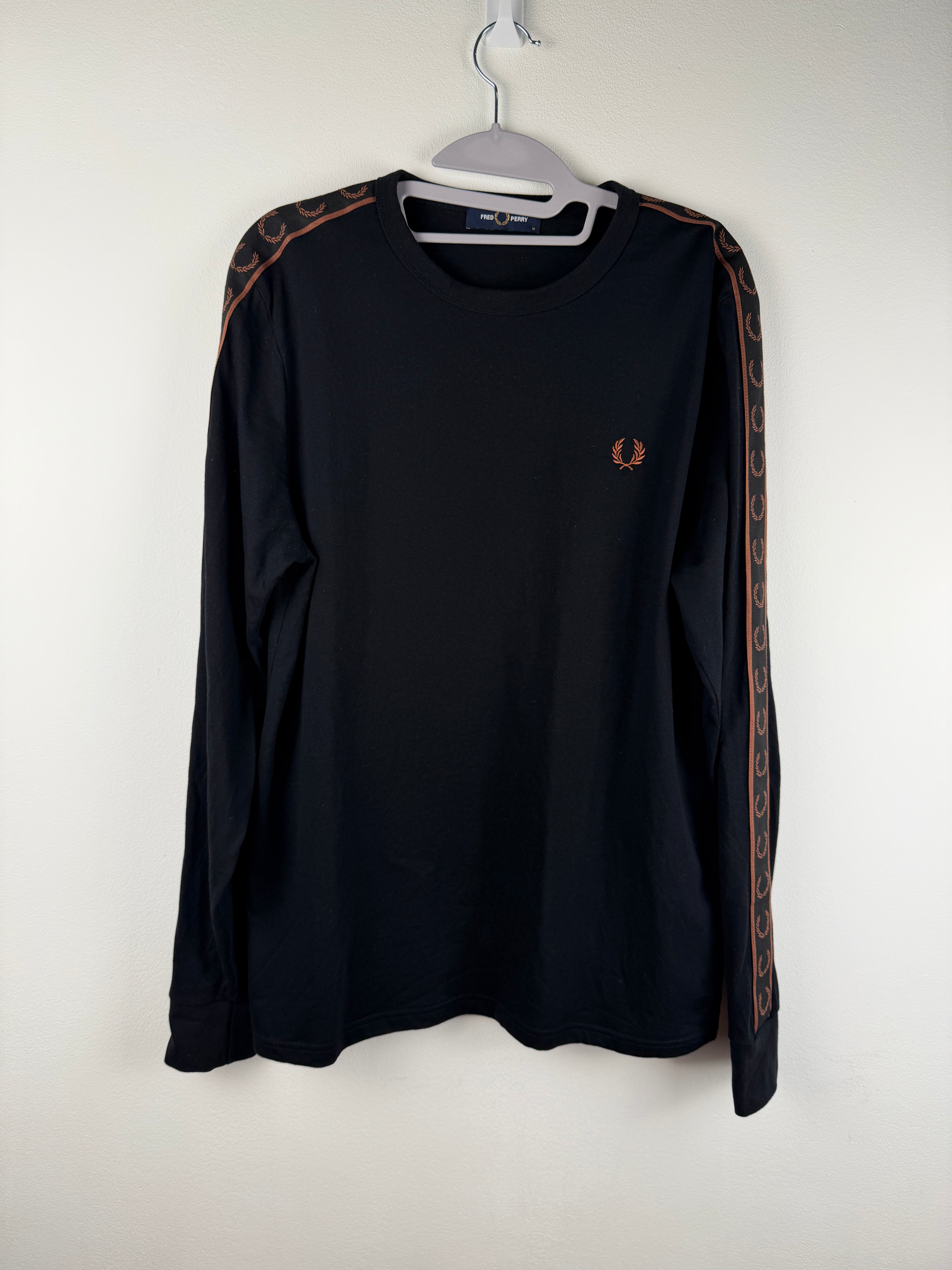 Fred Perry Longsleeve Logo Tape - Black M