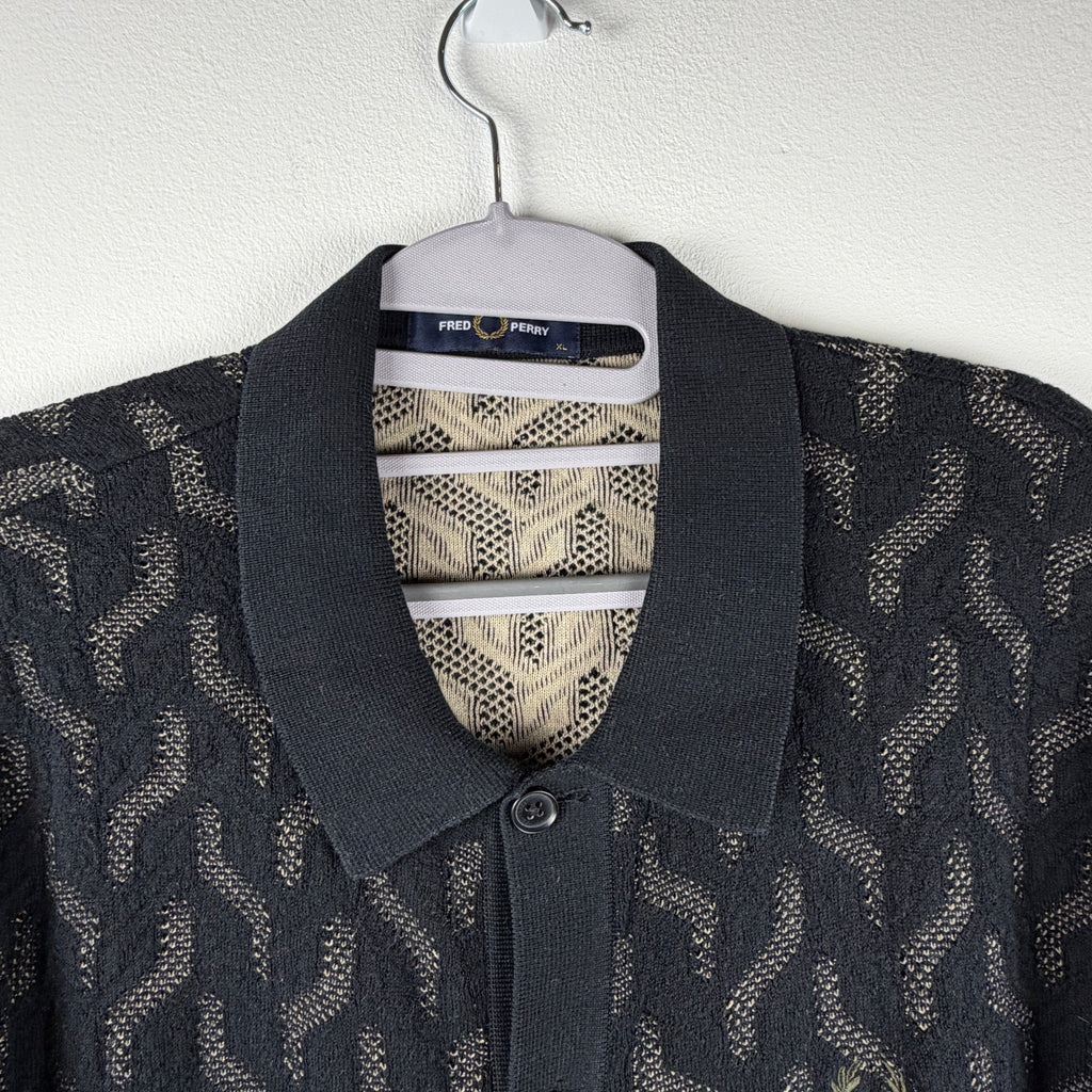 Fred Perry Pattern Knit Polo - Black XL