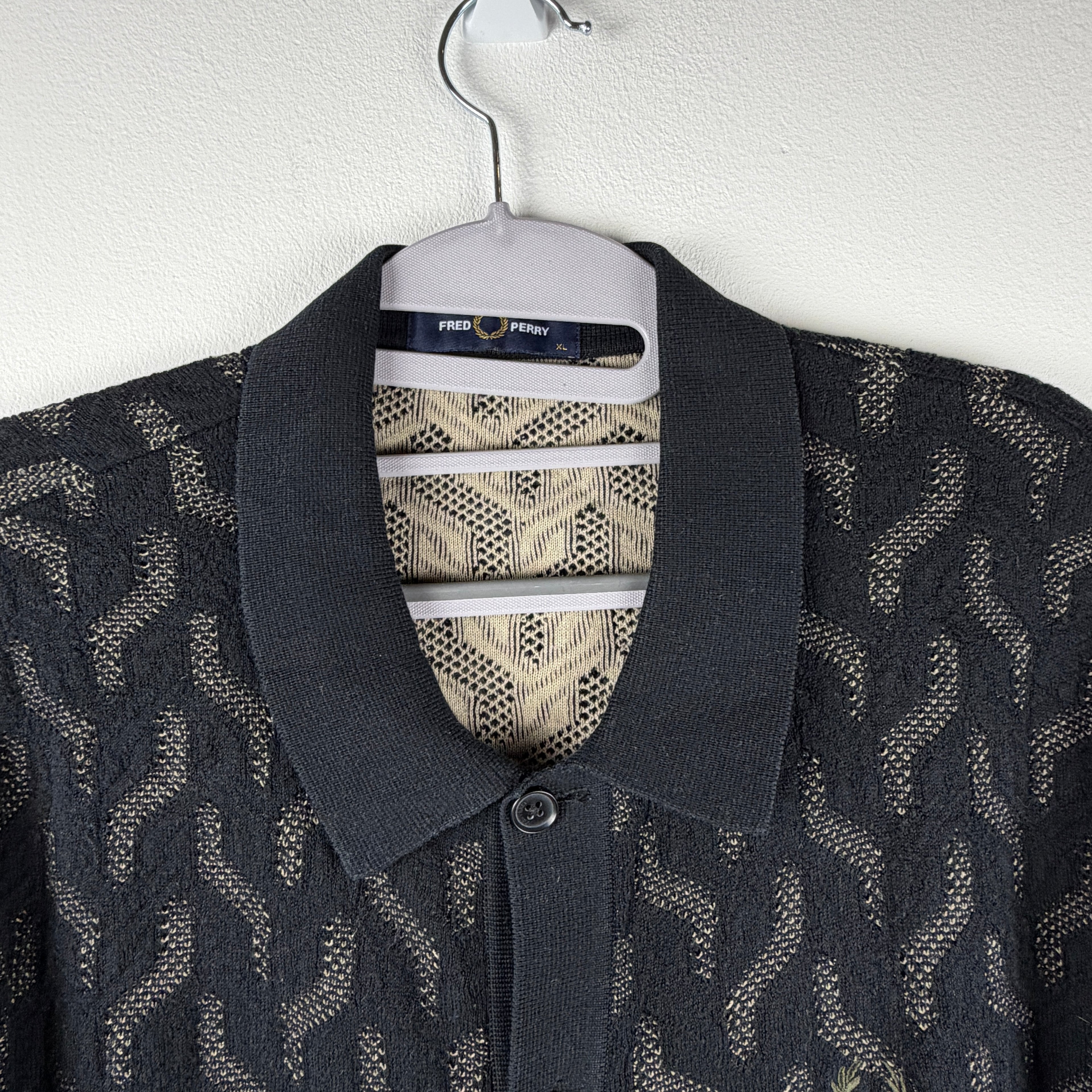 Fred Perry Pattern Knit Polo - Black XL