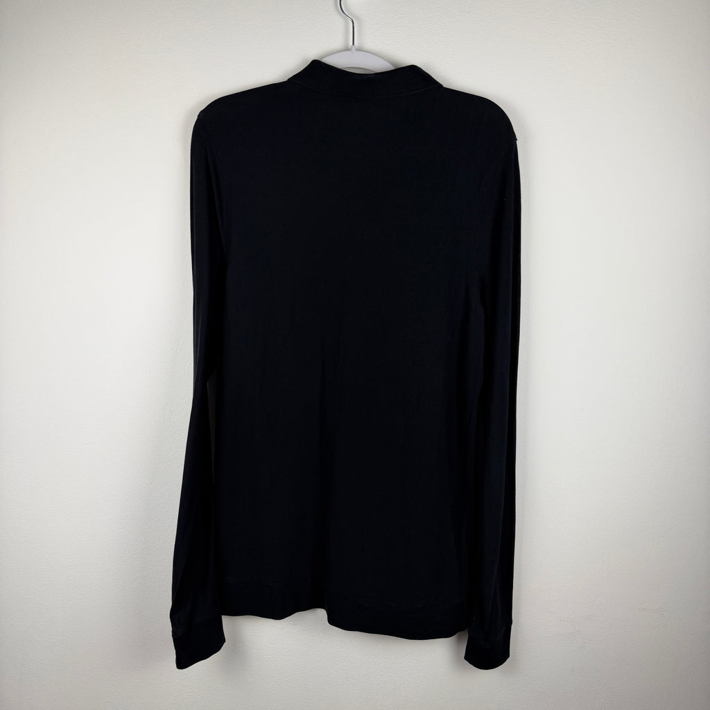 Fred Perry Striped Long Sleeve Polo - Black White